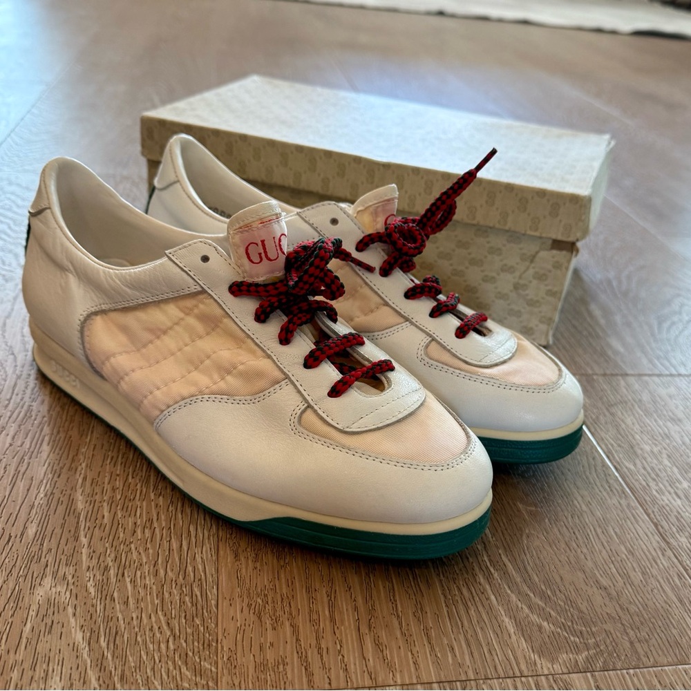Gucci Cream Sneakers with Red Accents